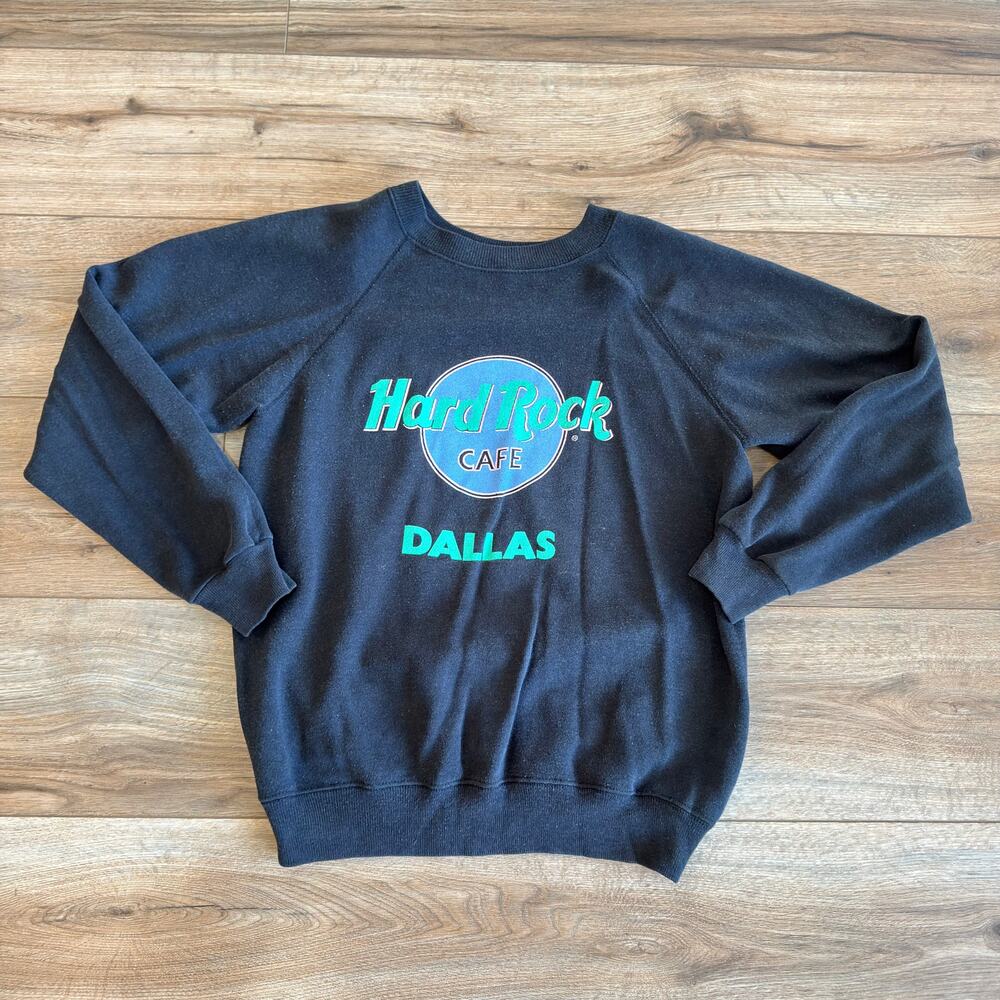 VTG 90s Hard Rock Cafe Dallas Crewneck Sweatshirt M Made USA Black